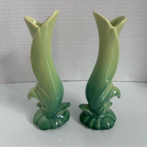 Vintage jade green bud vases - Picture 7 of 7